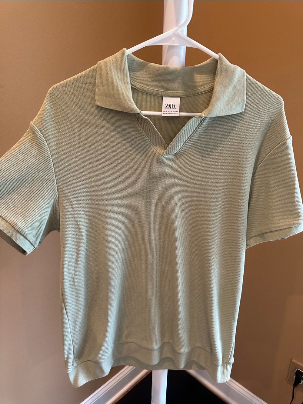 Zara Textured Knit Polo Shirt